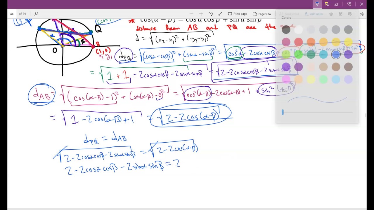 Math 104: Derivation of Sum and Difference Formula - YouTube