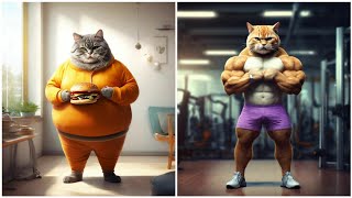 FAT Cat vs STRONG Cat #chatgpt #ai #cat #cute #catlover #cutecat #aicat