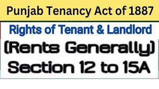 SEC 12 to 15 of PUNJAB TENANCY ACT, 1887 I Rents Generally I Deposit of Rents