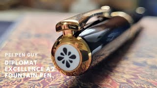 Diplomat Excellence A2 Black And Gold Fountain Pen.