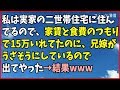 スカッとする話 私は実家の二世帯住宅に住んでるので、家賃と食費のつもりで15万いれてたのに、兄嫁がうざそうにしているので出てやった→結果www スカっと通信