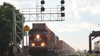 Really Fast Train! CP 8048 East Leads CP 100 (Intermodal) East at Maple Creek,SK