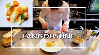 Delicious langoustine with pumpkin at 1 star restaurant Voltaire by Chef Thomas Diepersloot