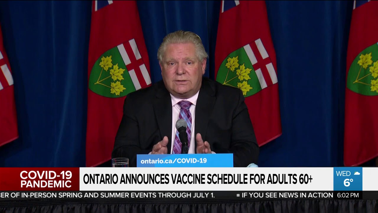 Ontario announces vaccine schedule for adults 60 and over