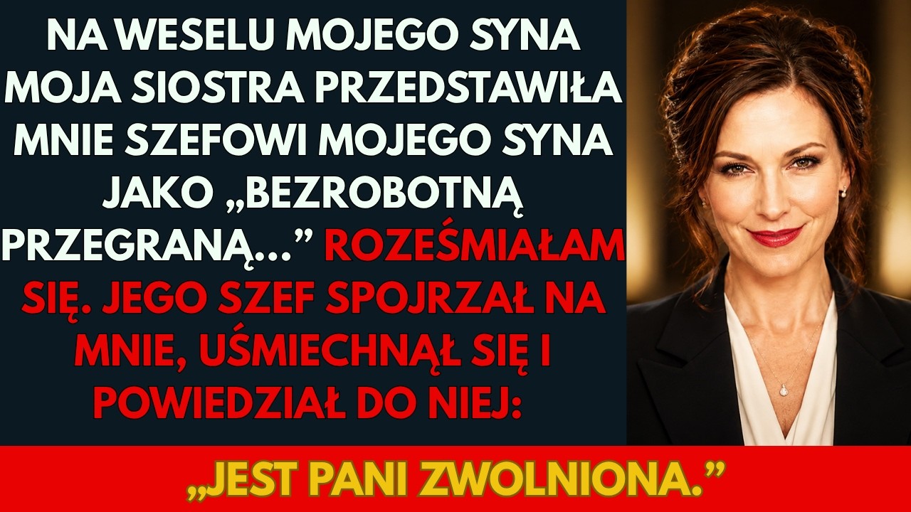 Na weselu mojego syna moja siostra przedstawiła mnie całej sali jako bezrobotną przegraną, która żyje na koszt rodziny. Panowała cisza tak ciężka, że nikt nie odważył się oddychać. Nawet nie...
