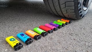 Crushing Crunchy & Soft Things by Car! EXPERIMENT CAR VS LIGHTERS 1 2 screenshot 5