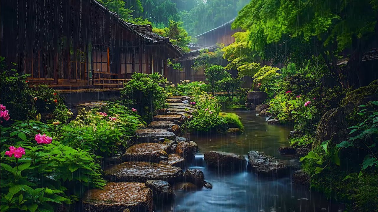 Enjoy Tranquility and Ease Insomnia with Rain In Japanese Village 🍀 Find Restful Night with Rain