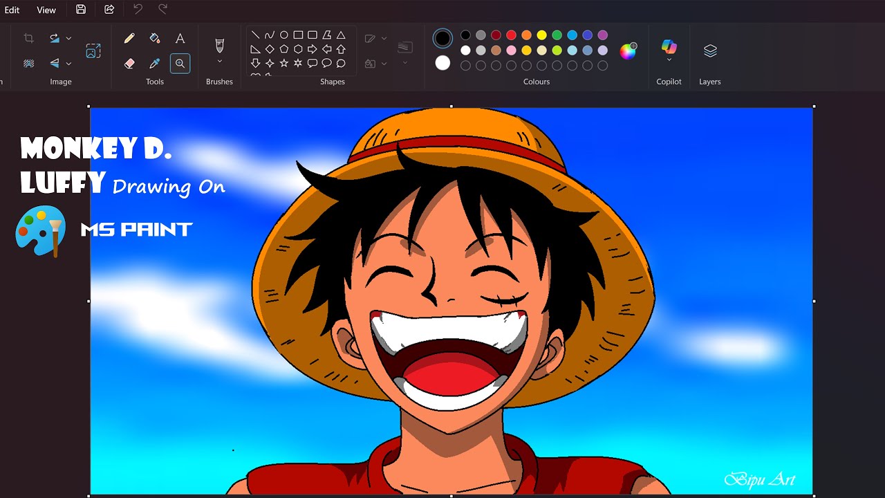 Paint One Rice Monkey D. Luffy Drawing on Ms paint | One Piece anime drawing on ms ...