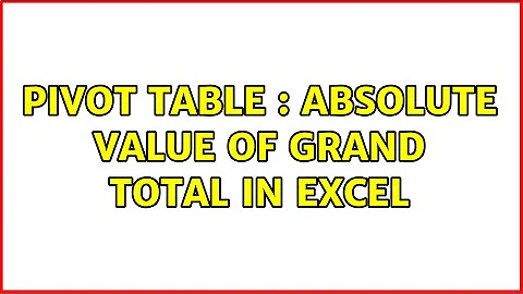 Pivot table : absolute value of grand total in Excel