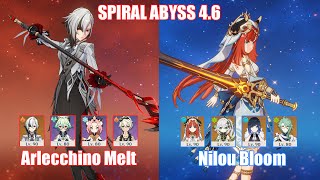 C0 Arlecchino Melt & C0 Nilou Bloom | Spiral Abyss 4.6 | Genshin Impact