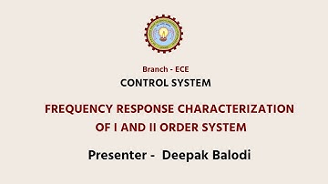 Control System-Frequency response characterization of I and II order systems