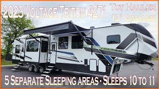 5 BEDROOMS? 13' Garage! 2023 Voltage Triton 4271 Toy Hauler Fifth Wheel at Couchs RV Nation Review