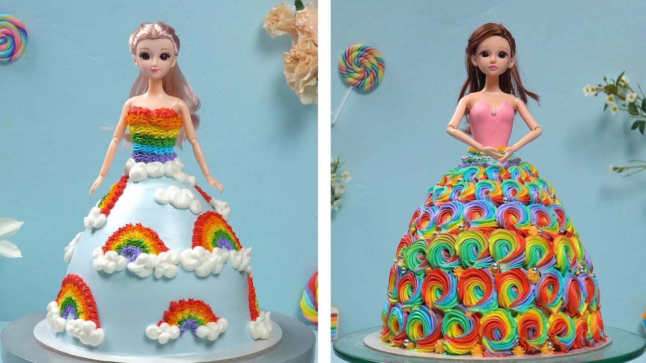 Rainbow Chocolate Cake Decorating | Rainbow Barbie Cake Recipe ...