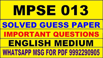 mpse 013 guess paper in english | mpse 013 important questions | mpse 013 study material