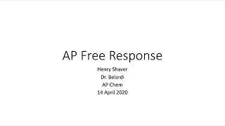 2014 AP Chem FRQ Walkthrough #5