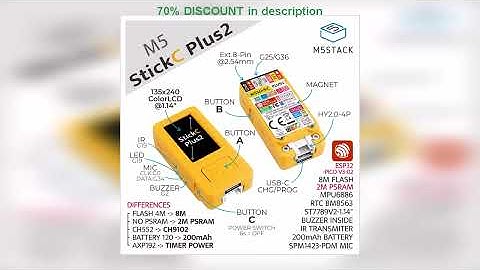 A must-have product! M5Stack Official M5StickC PLUS2 ESP32-PICO-V3-02 Mini IoT Development Kit 1.1