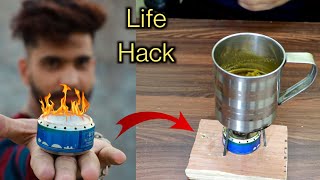 How to make soda can stove || ये बर्नर हैंड सेनिटाइजर से भी चलेगा || life hack || mini gas stove
