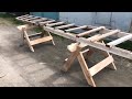 Складные строительные козлы .DIY sawhorse .С хитрой конструкцией.