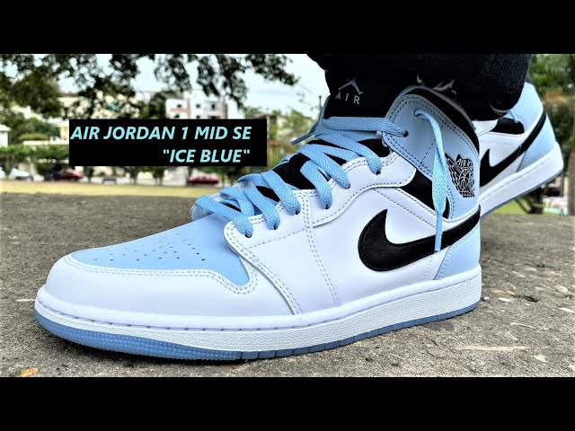 Jordan AIR JORDAN 1 MID SE - High-top trainers - white/ice blue/black/white  