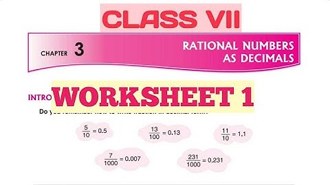 D.A.V. Math | Class VII | Ch-3 | Rational Numbers as Decimals | Worksheet 1 | By Art Of Mathematica