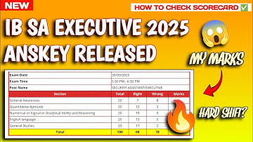 IB SA Answer Key 2025 | How to check answer key and scorecard | IB Security Assistant 2025