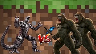 mecha Godzilla vs axe with Kong and Kong fight in Minecraft #minecraft