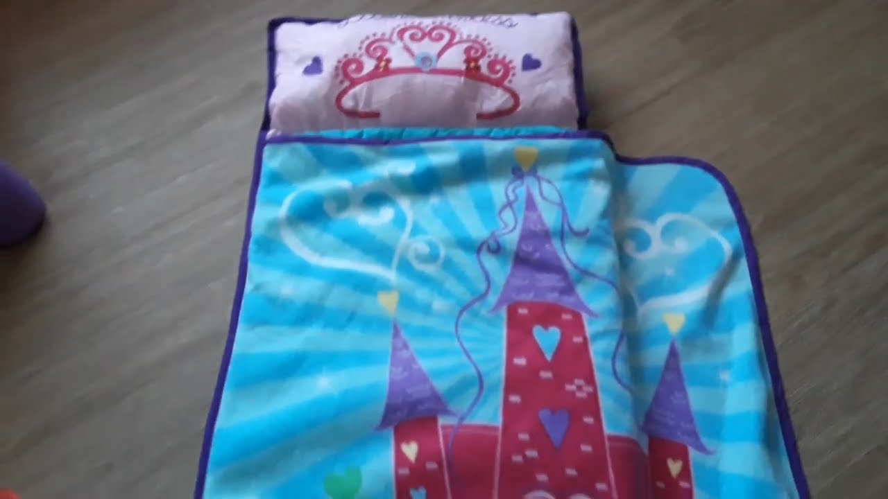 Funhouse Pink Princess Kids Nap Mat Set – Includes Pillow and Fleece Blanket