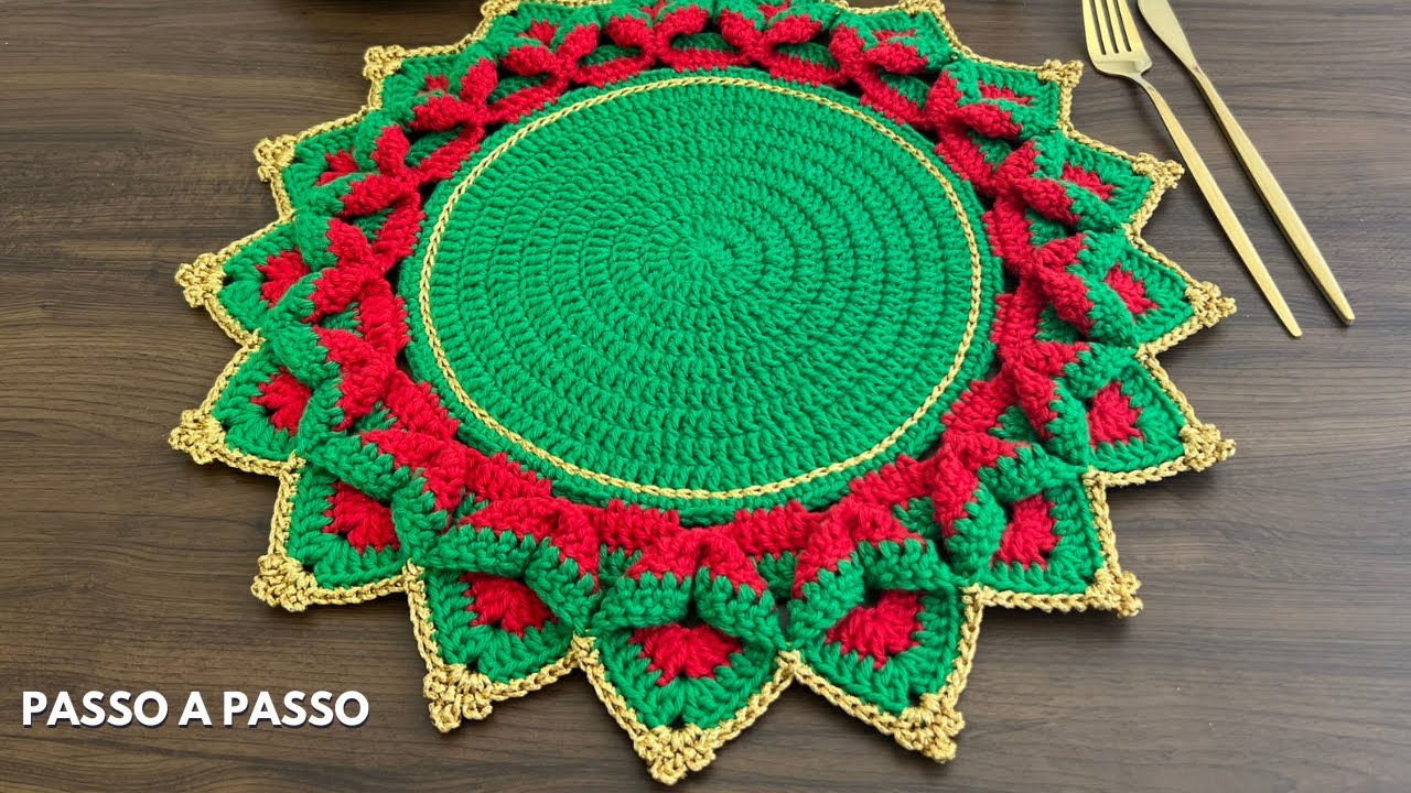 SOUSPLAT EM CROCHÊ NATALINO BICO INVERTIDO - Muito fácil e lindo para o seu NATAL | Jogo Americano