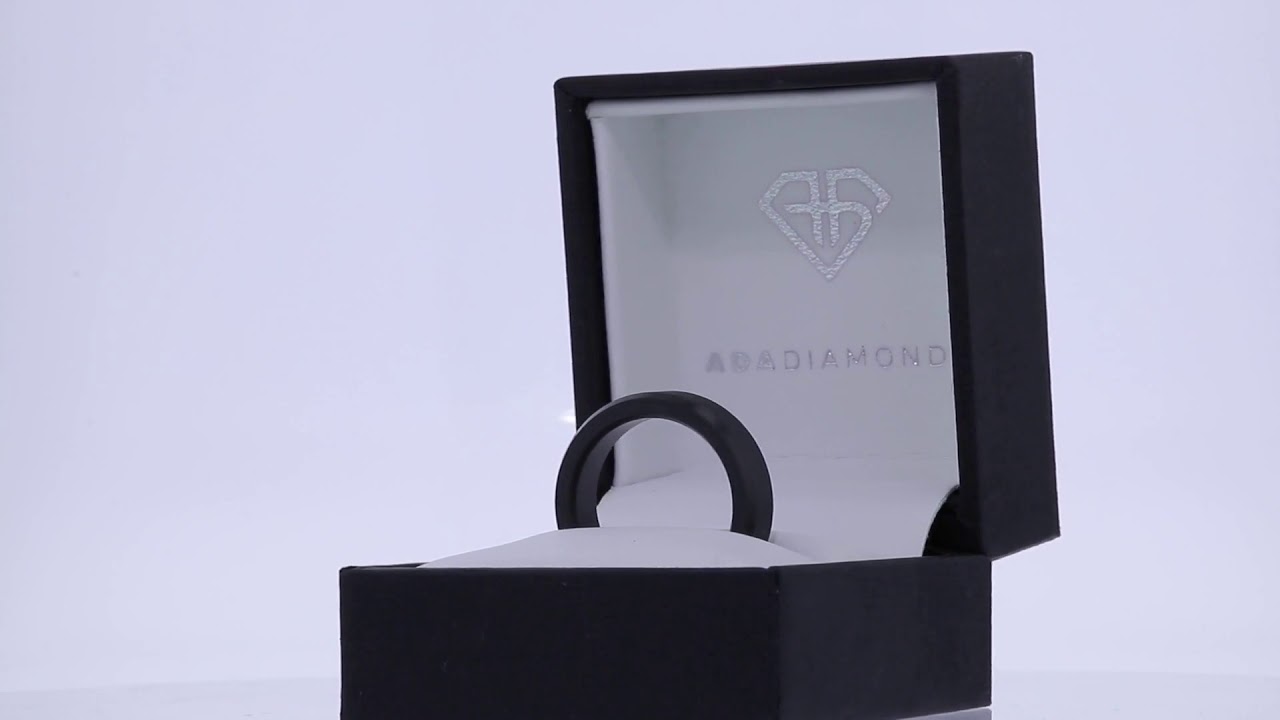 Narrow Matte Black Beveled Polydiamond Men's Wedding Ring Profile View | Ada Diamonds