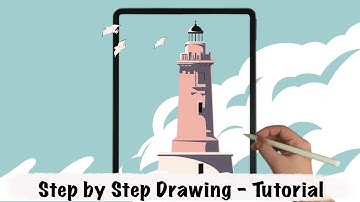 Tower by the Sea iPad Procreate Drawing - Step by Step Drawing Tutorial