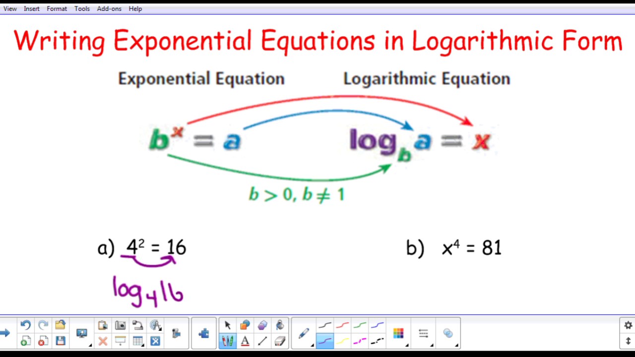 Writing Exponential Equations in Logarithmic Form