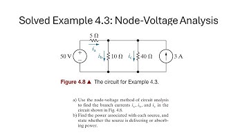Solved Example: Node-Voltage Method. [Example 4.3 Nilsson Riedel Electric Circuits 12th Edition]