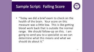 Communicating Results of Cognitive Assessment to Patients and Providers