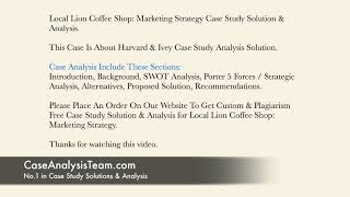 Local Lion Coffee Shop Marketing Strategy Case Study Solution & Analysis