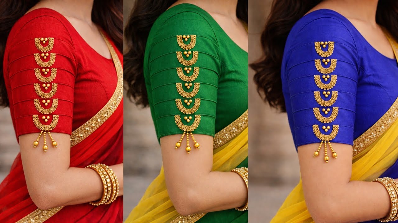 Beautiful Blouse Sleeves Cutting & Stitching|Elegent Elbow Lengths Embroidered|Sleeves designs|Diy