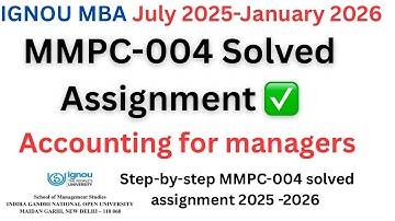 MMPC-004 |IGNOU MBA |Solved assignment 2025-2026|Accounting for managers 
