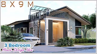 SMALL HOUSE DESIGN |8 X 9 Meters ( 26.2 x 29.5 ft) | 3 Bedroom with Roofdeck