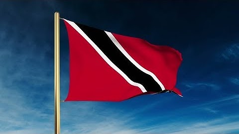 4K Trinidad and Tobago flag slider style. Waving in the win with cloud background animation Stock