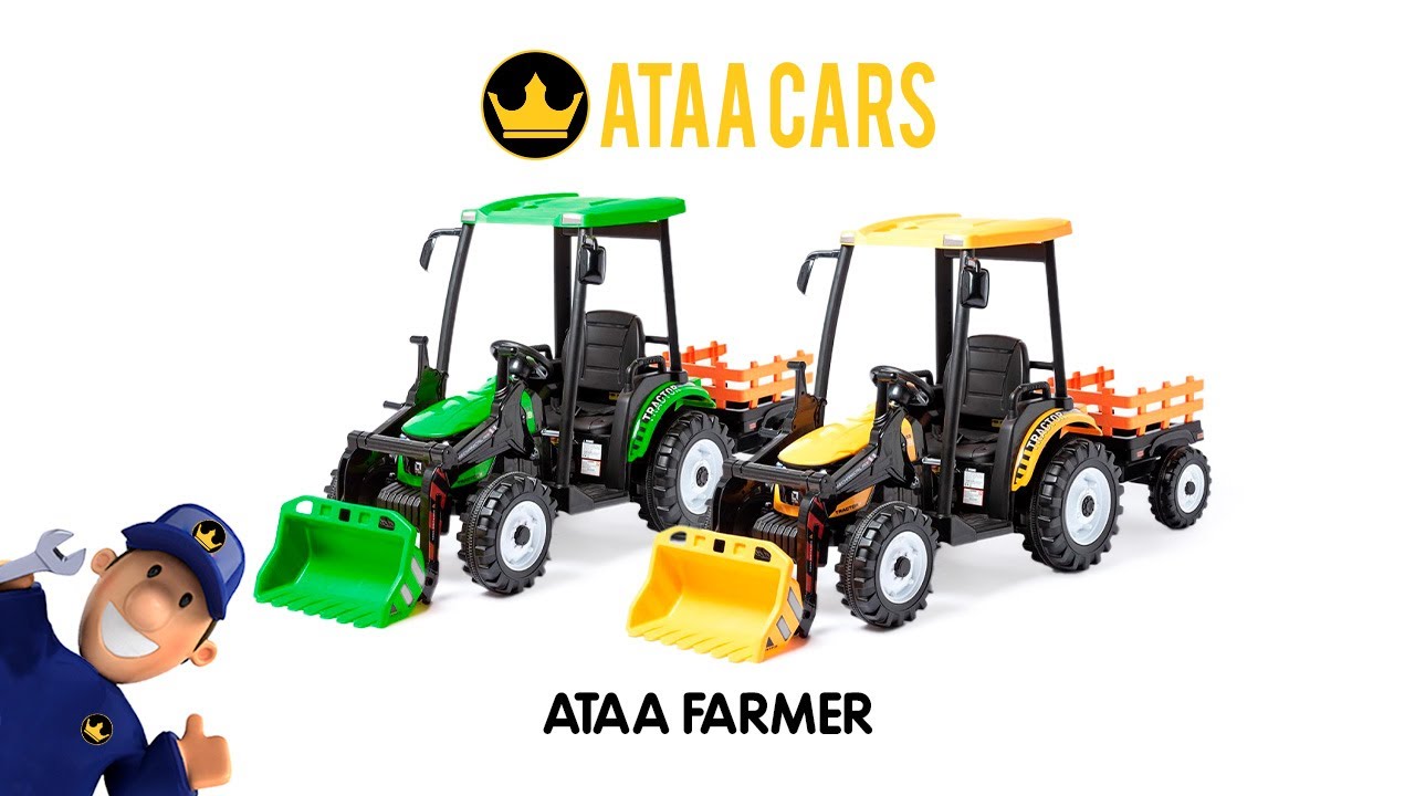 ATAA Farmer 24v - Verde- Tractor eléctrico para niños XXL con Potente  batería de 24v, Pala Amovible, Remolque Luces música y Mando para Padres :  : Juguetes y juegos