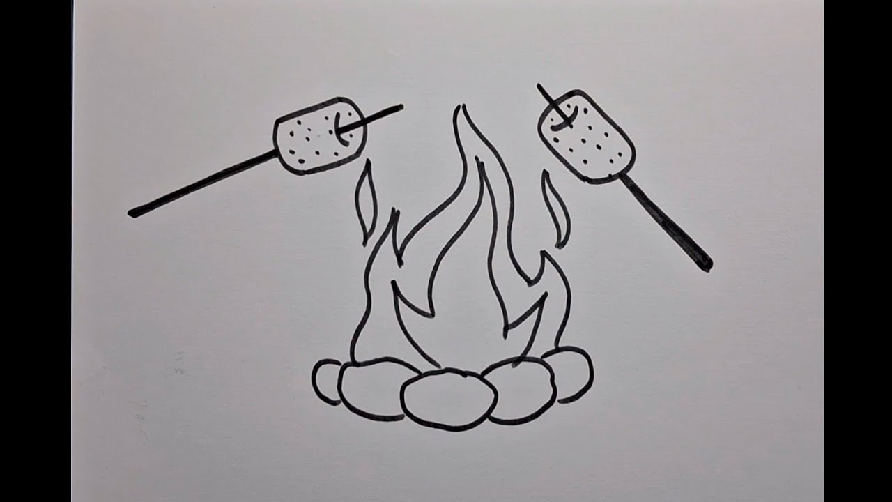 Bonfire drawing,  camp fire drawing , easy and slow drawing,  plastic crayon colours 