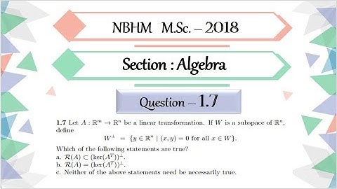 NBHM MSc 2018 Question 1.7 | Perpendicular subspace