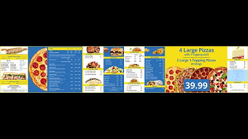 Burger and Pizza Cafe - Digital Menu Board - 3 Screen Digital Signage Display Preview