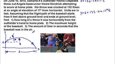 Parametric Equations Sports Problem Yoenis Cespedes Throw