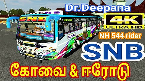 SNB bus livery//4KHD//krishna bus mod// ERODE to  KOVAI//TN 86 D 1200