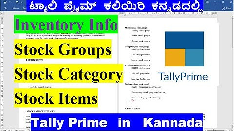 #25 Tally Prime Complete Tutorial in Kannada/Inventory Masters/Stock Groups/StockCategory/StockItems