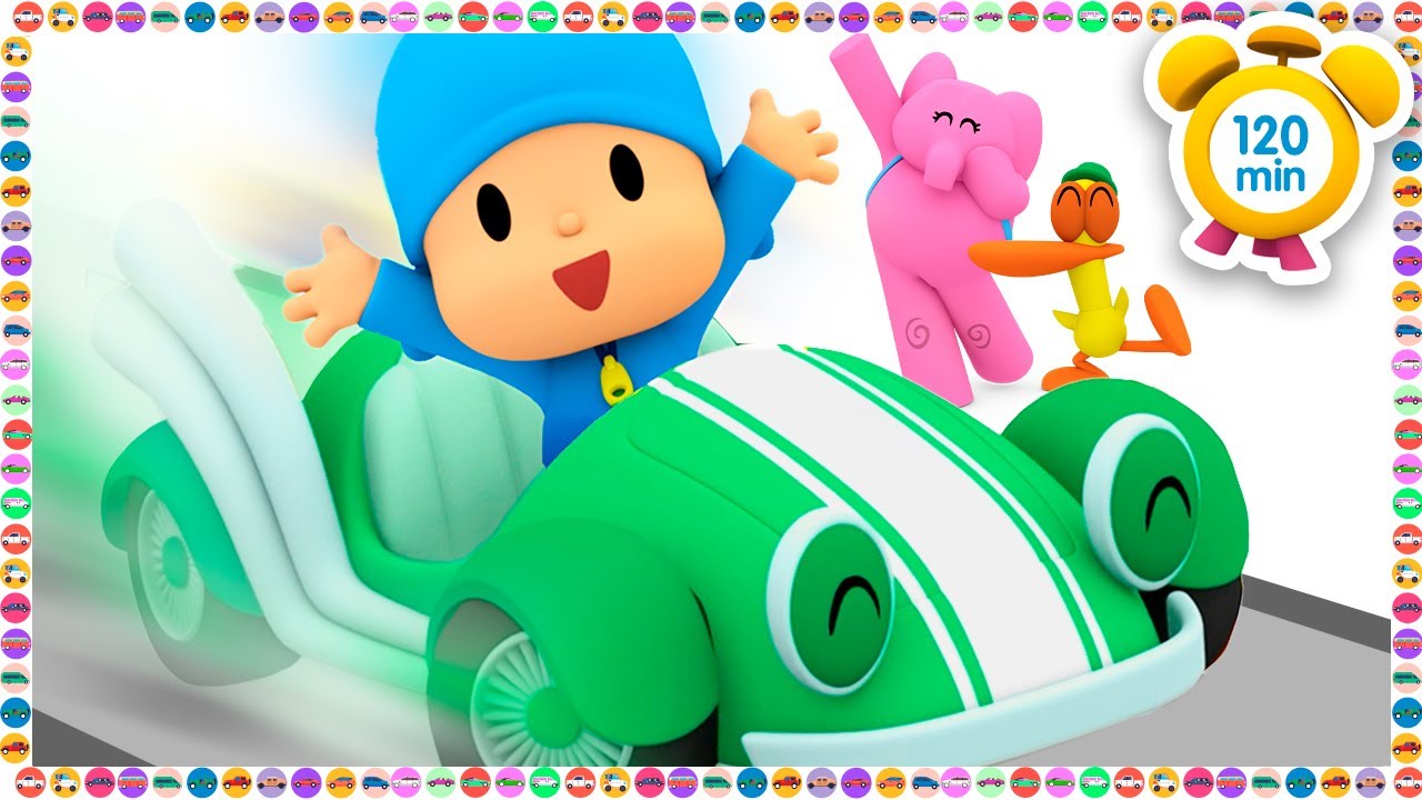 Desenho de Pocoyo no carro de corrida para colorir - Tudodesenhos