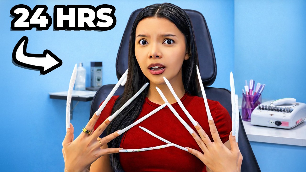 SURVIVING 24HRS with the LONGEST NAILS (never again)