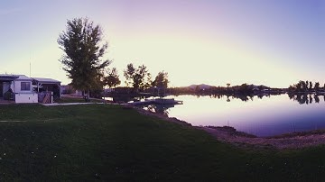 360° video of Lake House time lapse during sunset in 8K