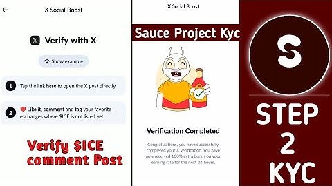 Sauce KYC 2 new $ICE comment post verification  step by step || sauce World KYC  #kyc #sauceworld
