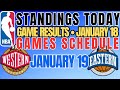 NBA STANDINGS TODAY as of January 18, 2026 | NBA SCHEDULE JANUARY 19, 2026 #nba #games #schedule